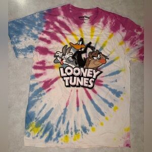 Warner Bros Looney Tunes Bugs Bunny Daffy Duck Tas Tie Dye Shirt 90s Cartoon EUC